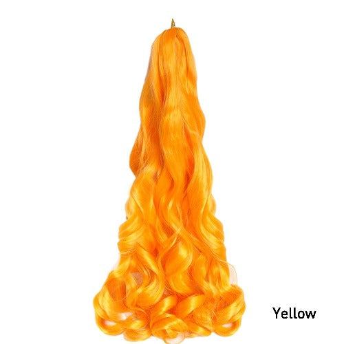 yellow women's French curl braids synthetic spiral curls hair extension