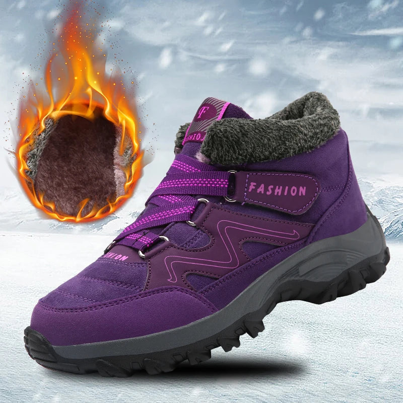 Men Boots 2023 Winter New Couple Plush and Anti Slip Ankle Fashion Snow Boots Rubber Work Boots Comfortable Casual Hiking Boots