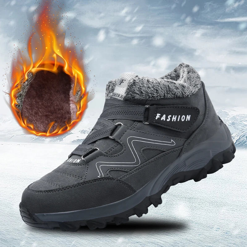 Men Boots 2023 Winter New Couple Plush and Anti Slip Ankle Fashion Snow Boots Rubber Work Boots Comfortable Casual Hiking Boots