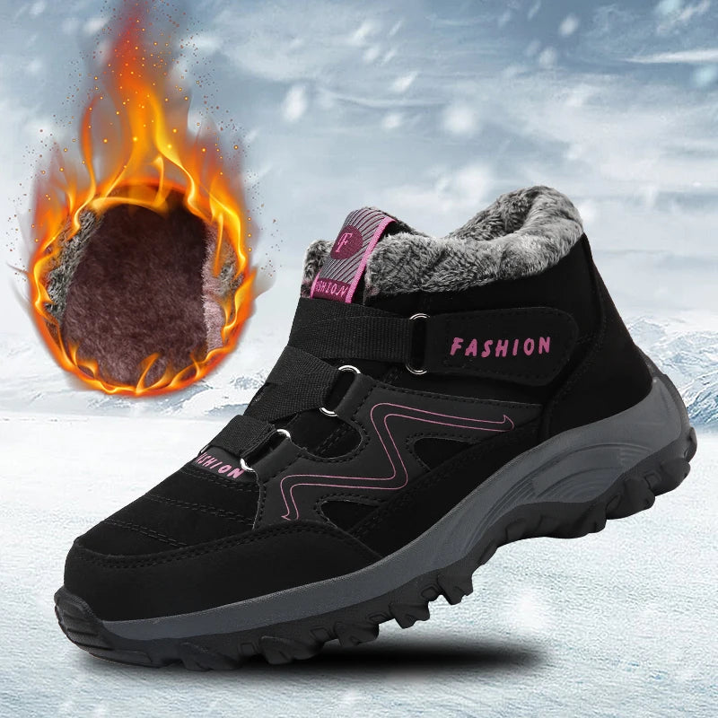 Men Boots 2023 Winter New Couple Plush and Anti Slip Ankle Fashion Snow Boots Rubber Work Boots Comfortable Casual Hiking Boots