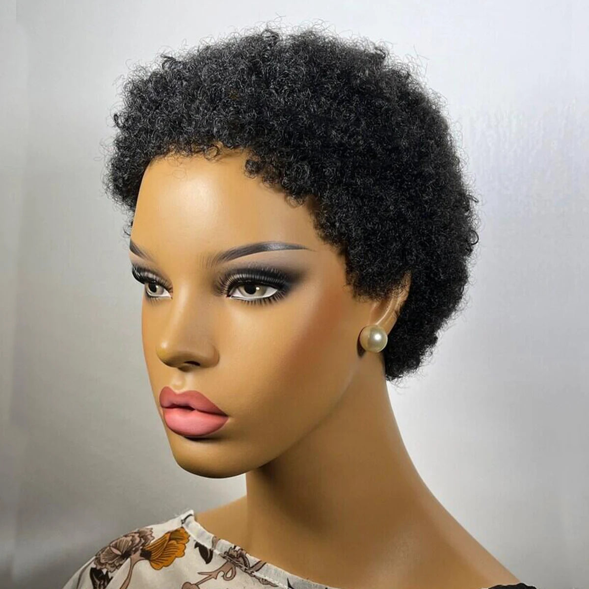 Human Hair Afro Short Pixie Wigs