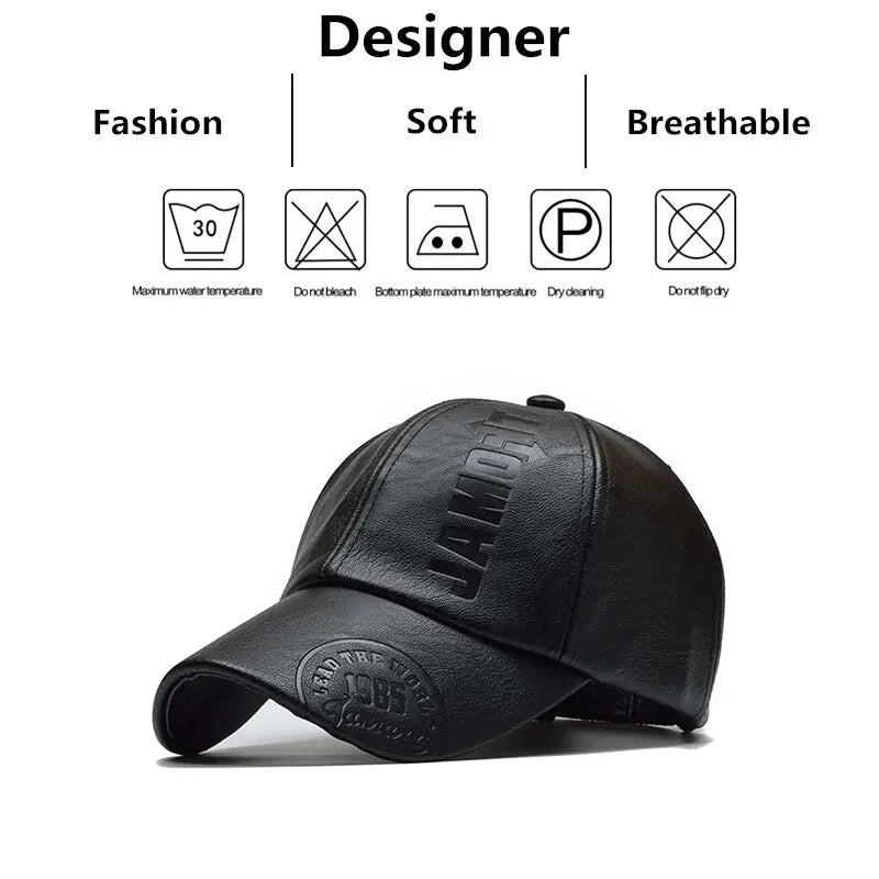 Black winter outdoor adjustable casual hat made of soft breathable polyester for adults