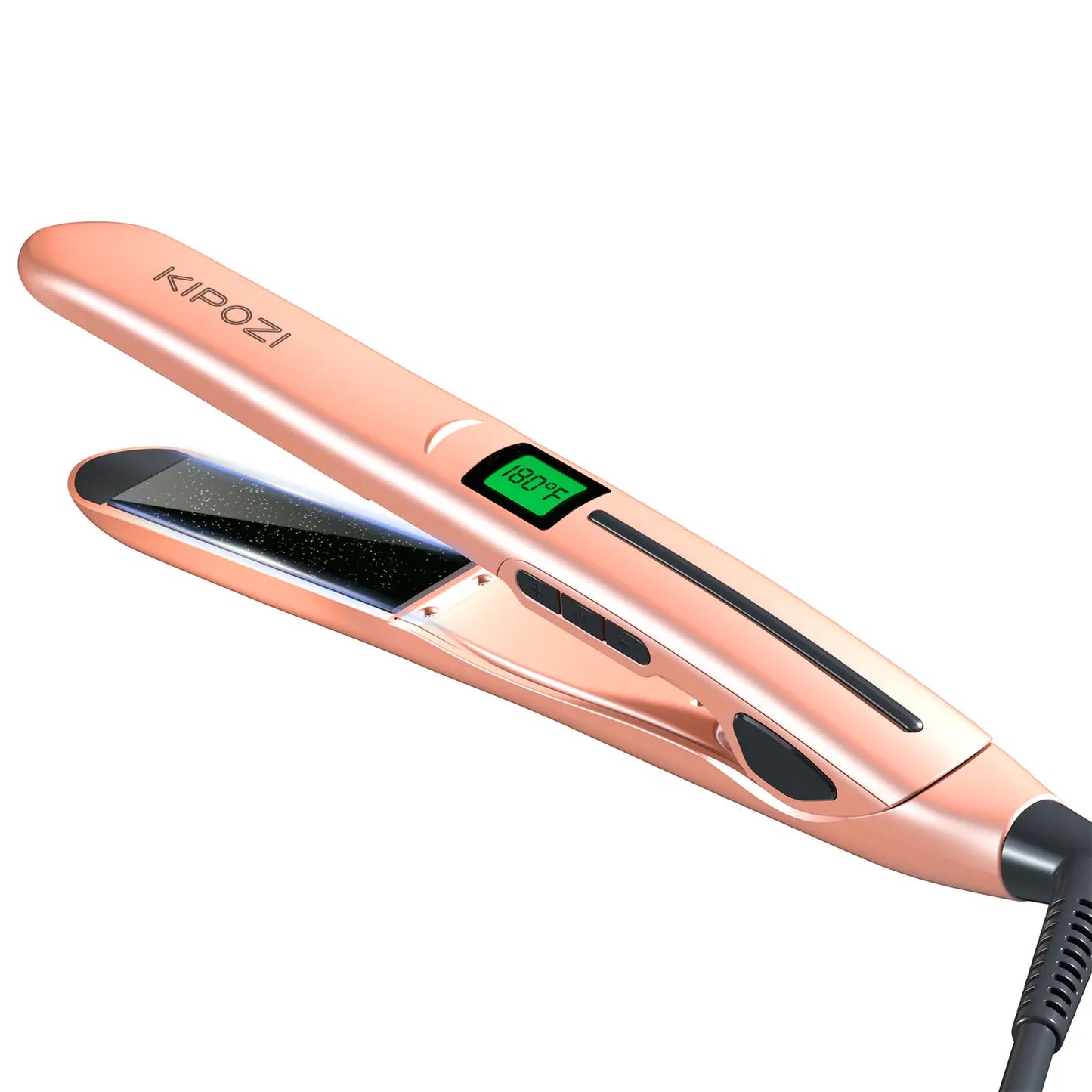 KIPOZI Professional Titanium flat iron hair straightener with digital LCD, dual voltage, and titanium plates for salon and home use
