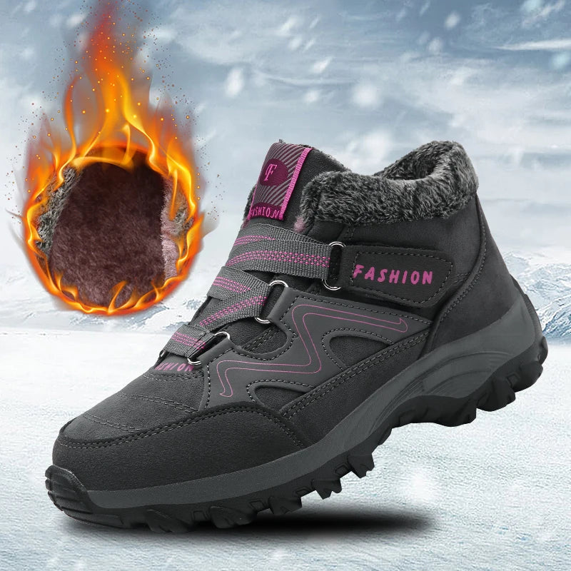 Men Boots 2023 Winter New Couple Plush and Anti Slip Ankle Fashion Snow Boots Rubber Work Boots Comfortable Casual Hiking Boots