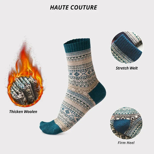 Winter men's socks with thick woolen fabric, stretch welt, and firm heel for warmth and comfort