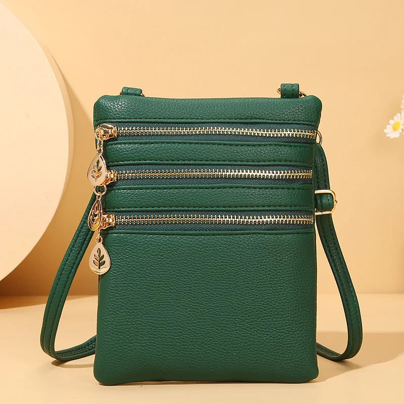 PU leather shoulder handbag for women with zipper closure and flap design