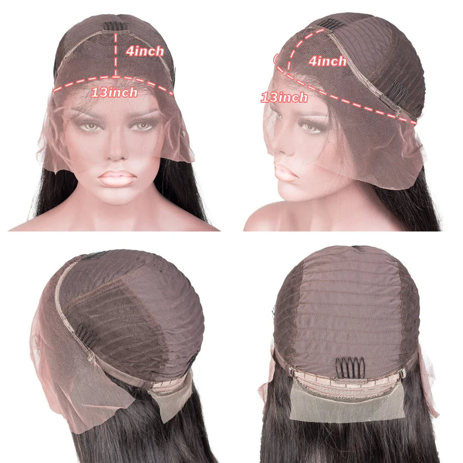 Body wave Colored Brazilian Human Hair wigs showing lace front and adjustable cap construction on mannequin head