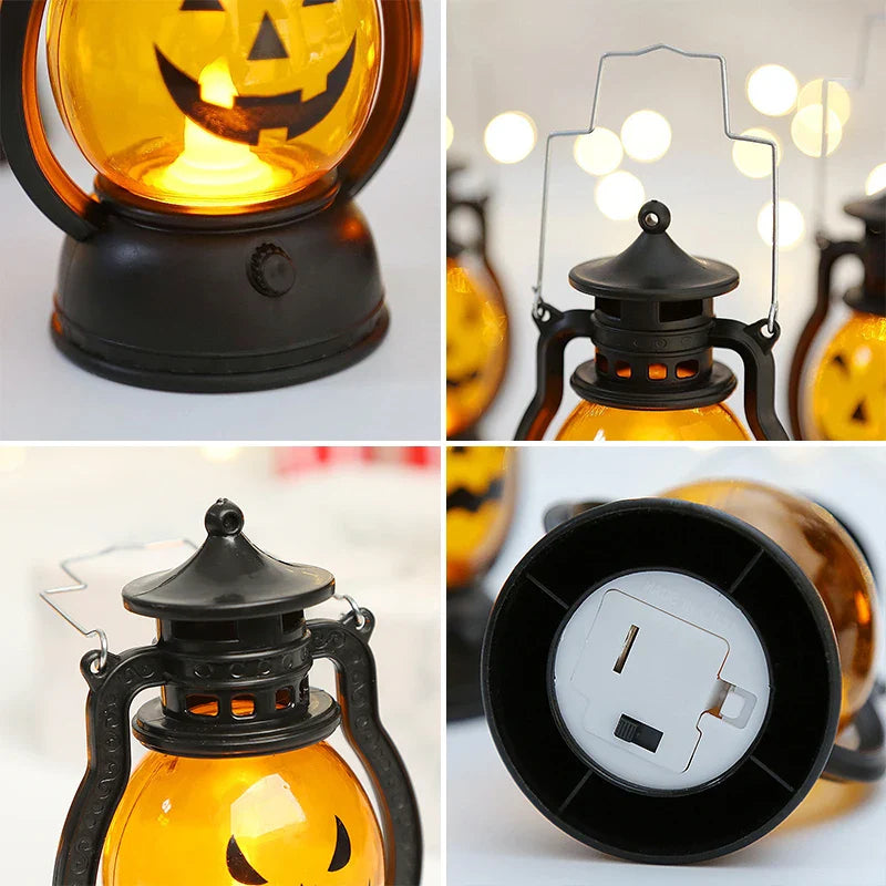 Halloween LED lights pumpkin lantern home decoration with battery compartment