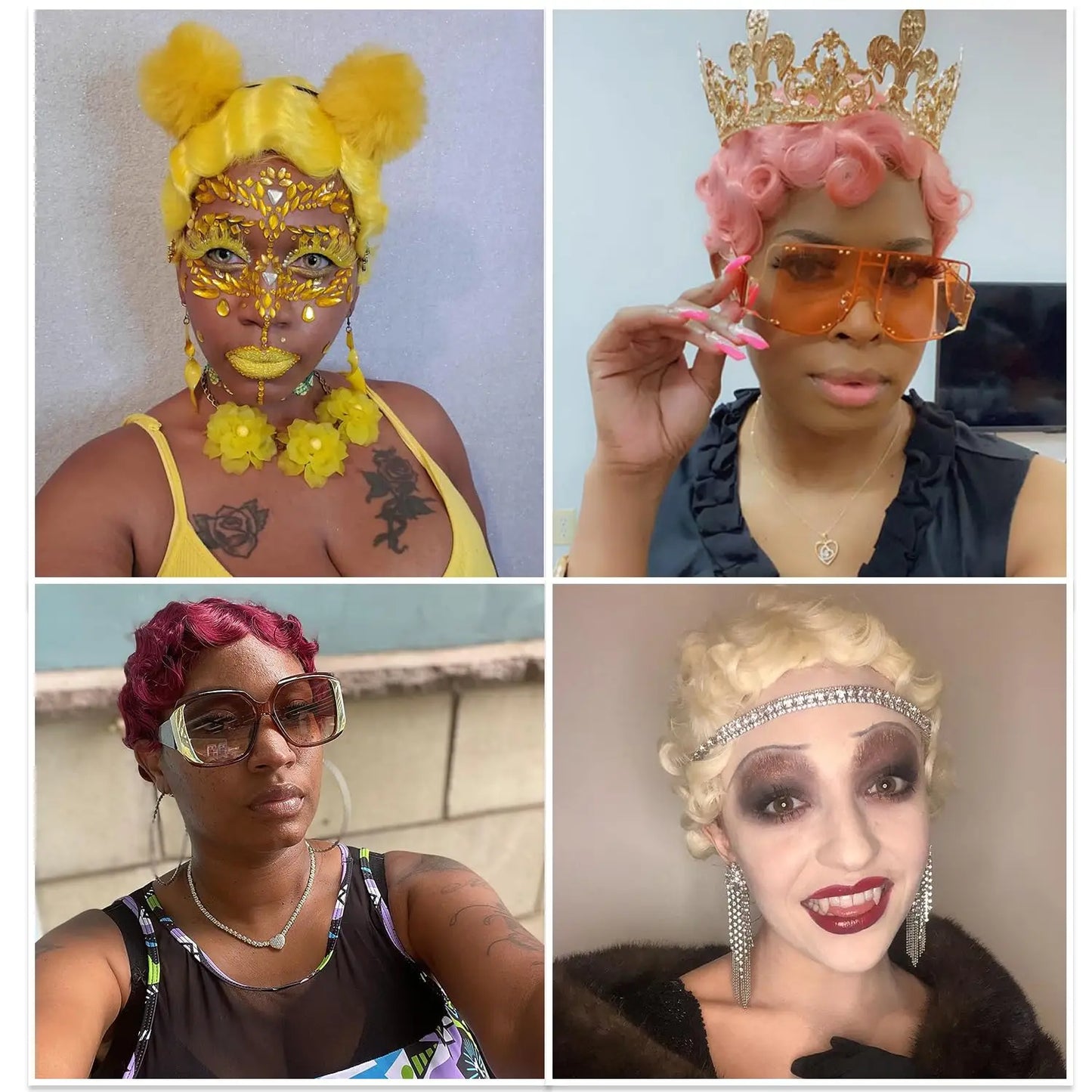 Synthetic Finger Wave Wig Short Curly Wigs for Women 1920s Cosplay Halloween Party Daily Use