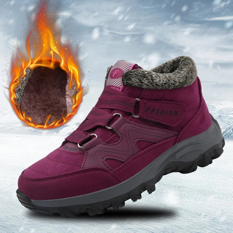 Men Boots 2023 Winter New Couple Plush and Anti Slip Ankle Fashion Snow Boots Rubber Work Boots Comfortable Casual Hiking Boots
