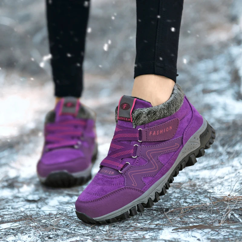 Men Boots 2023 Winter New Couple Plush and Anti Slip Ankle Fashion Snow Boots Rubber Work Boots Comfortable Casual Hiking Boots