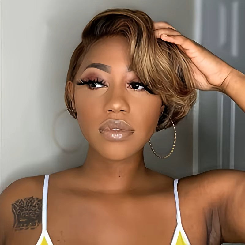 Perruques de Cheveux Humains Coupe Pixie Courte