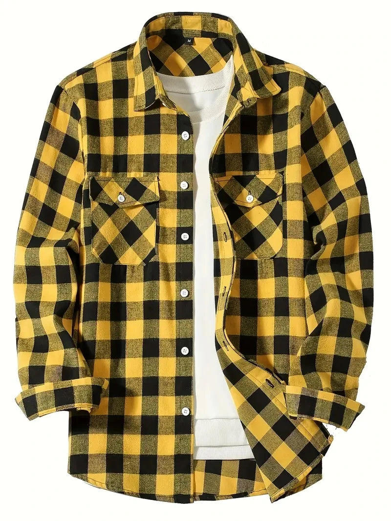 Spring Cotton Long Sleeve Men's Shirt