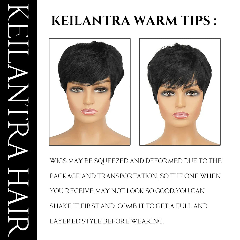 Glueless human hair wigs on mannequin heads showing natural look and layered style tips
