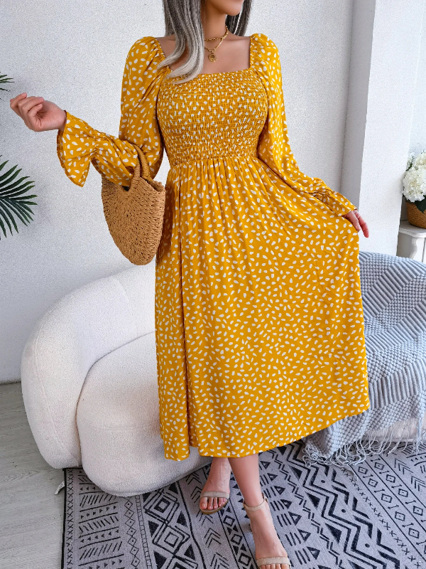 Women's Summer Polka Dot Long Sleeve Dress