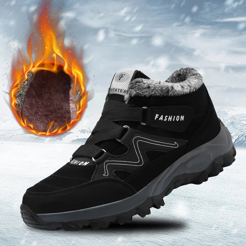 Men Boots 2023 Winter New Couple Plush and Anti Slip Ankle Fashion Snow Boots Rubber Work Boots Comfortable Casual Hiking Boots