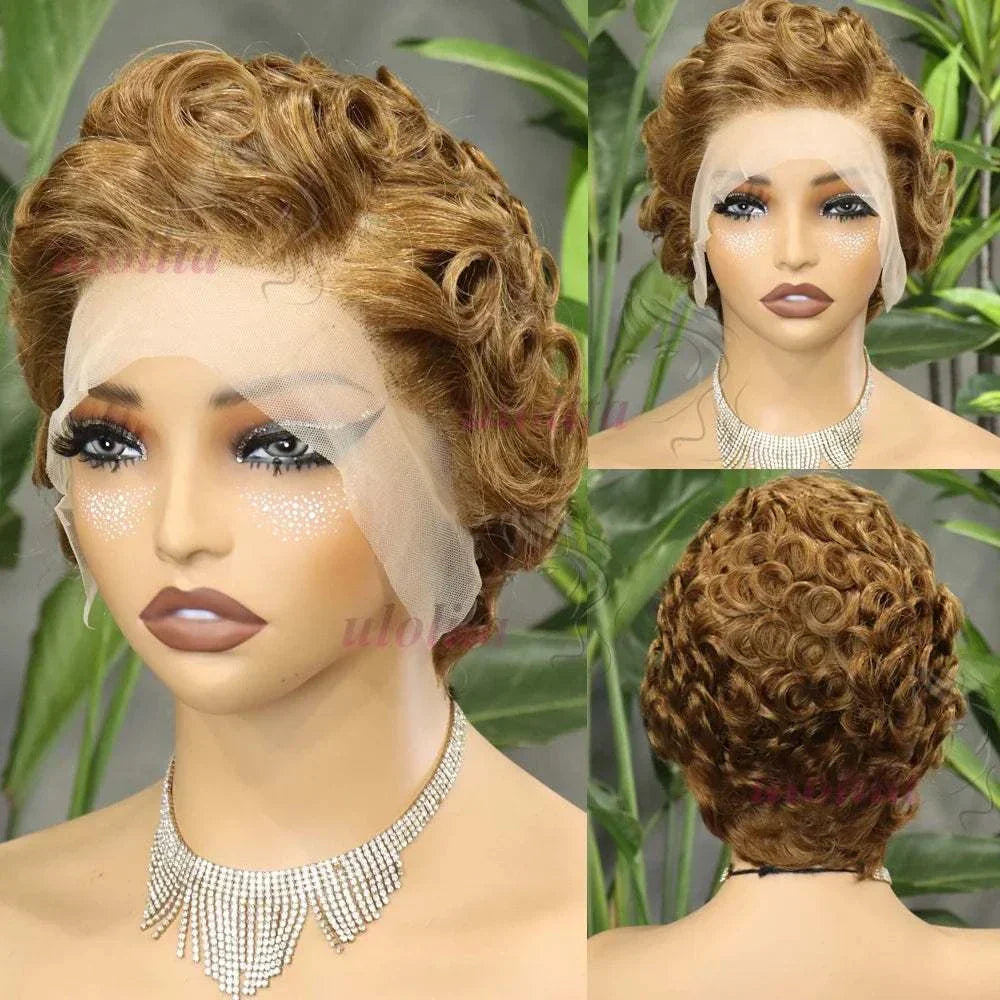 Short Wave Pixie Cut Brazilian Human Hair Wig stylish and natural textured hairpiece