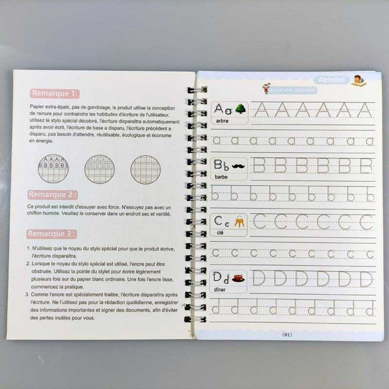 3D French Groove magic calligraphy practice copybook for children with reusable fading ink and French alphabet writing exercises
