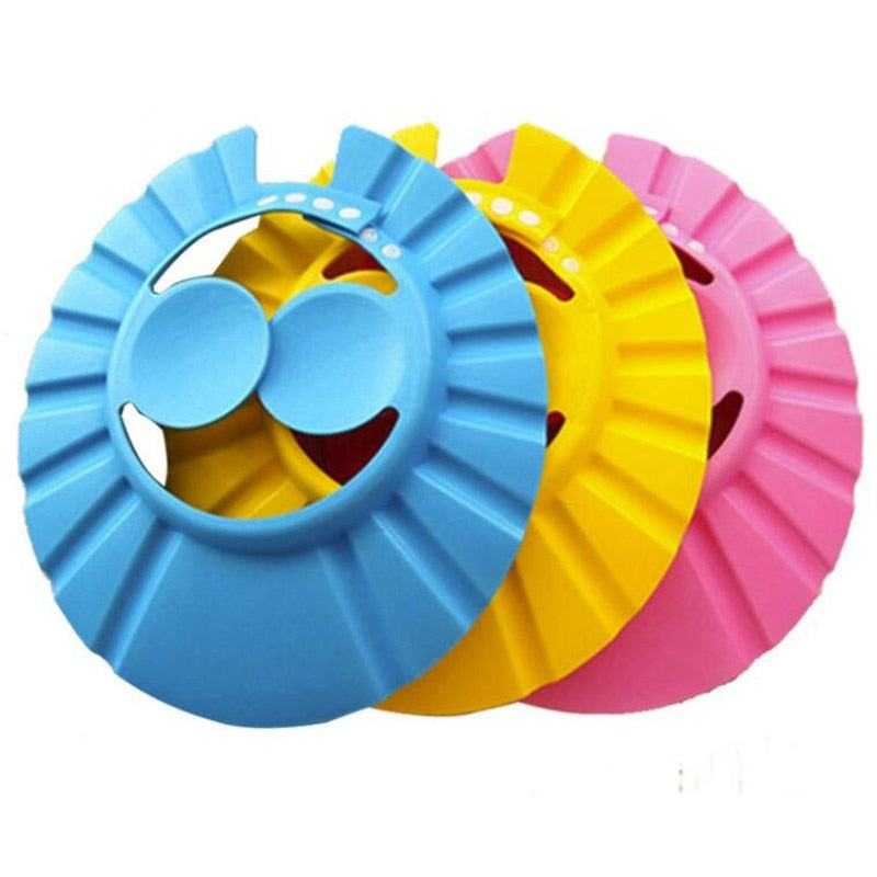 Colorful kids bathing shower cap hats made of soft EVA foam for infants and toddlers.