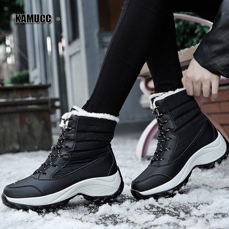 Waterproof high quality winter shoes black insulated boots for snowy outdoor use