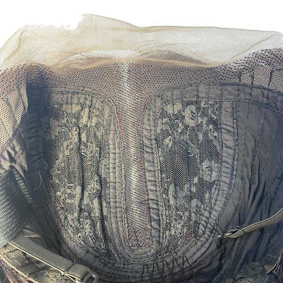 Inside view of human hair ombre lace front wig with pre-plucked transparent lace and machine-made cap