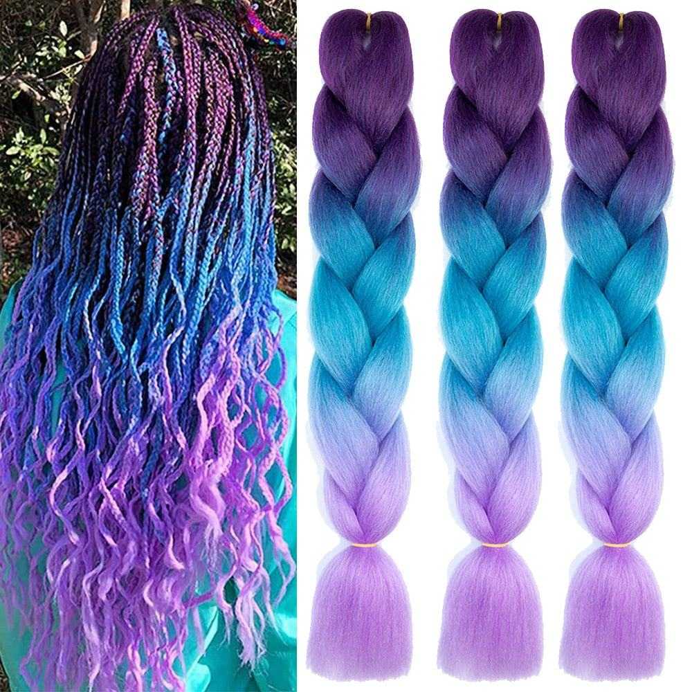 Nero/Marrone Scuro/Chiaro Extension Per Capelli Treccine Africane 24" Treccia Capelli Extension Colorate Ombre Jumbo Synthetic Braiding Hair - Foto 12