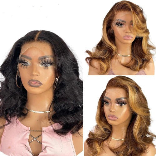 Highlight Honey Blonde Brazilian wigs showcasing natural-looking honey blonde highlights and soft waves on mannequin heads