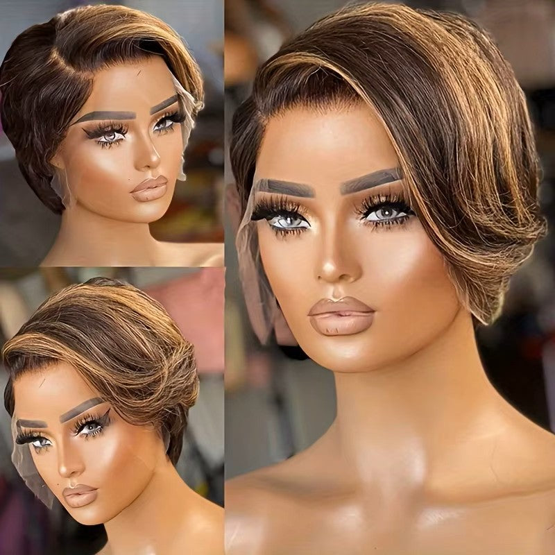 Perruques de Cheveux Humains Coupe Pixie Courte 
