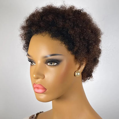 Human Hair Afro Short Pixie Wigs