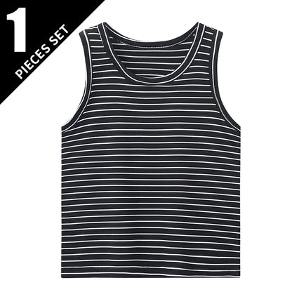 Children's 3 pieces set summer tank top black with white stripes for kids