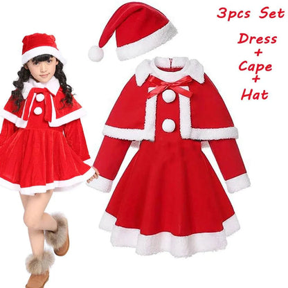 Children's New Year Festival St Nicholas cosplay dress with hat for Christmas party