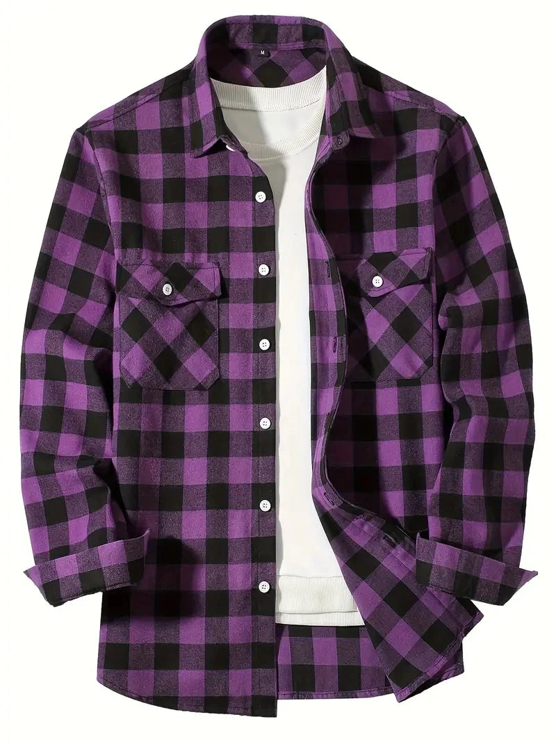 Spring Cotton Long Sleeve Men's Shirt