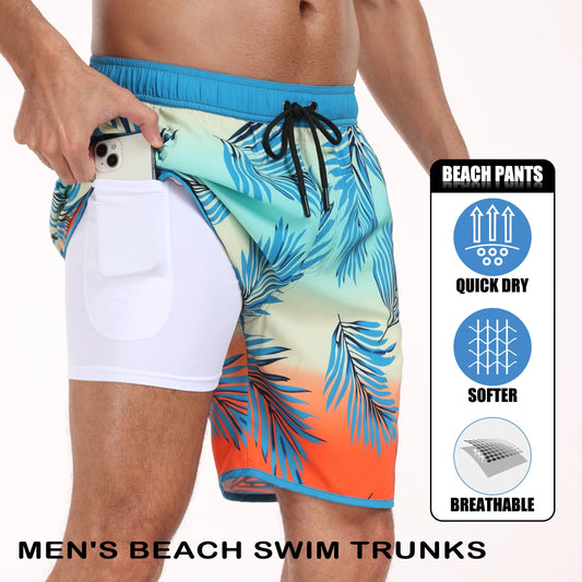 Men's summer beach short pants with quick dry, breathable fabric and inner pocket for phone.