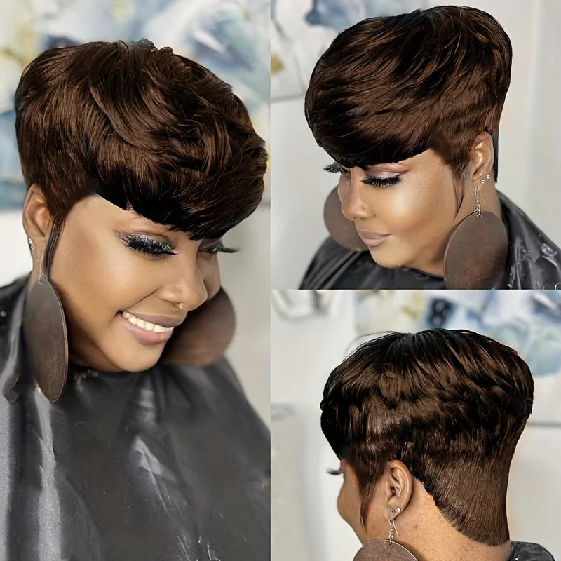 Women's pixie cut human hair wigs
