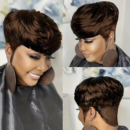 Women's pixie cut human hair wigs