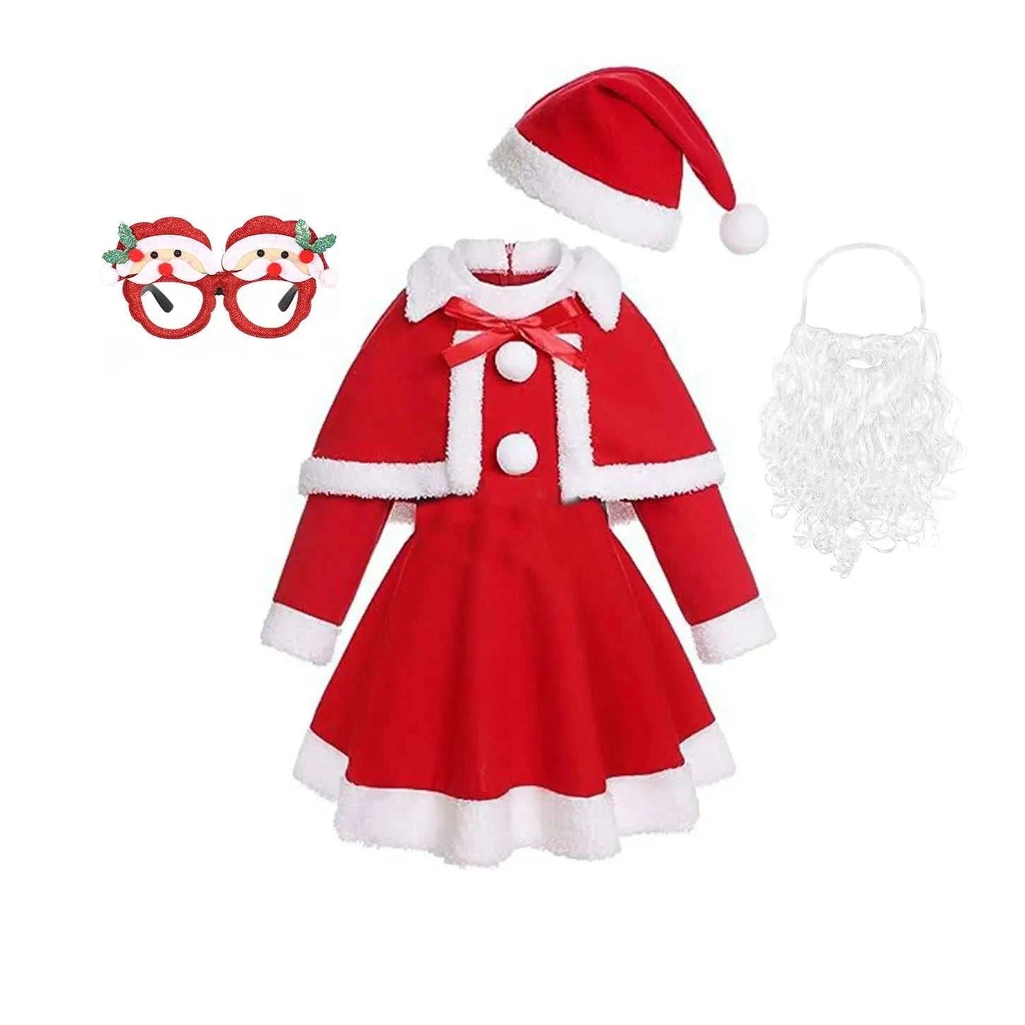 Kids New Year Festival St Nicholas dress with hat Christmas Santa Claus cosplay suit