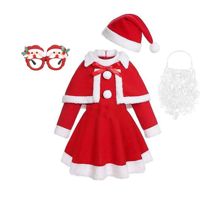 Kids New Year Festival St Nicholas dress with hat Christmas Santa Claus cosplay suit