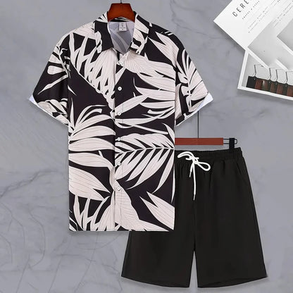 Men's -2Pieces Lapel Button-Down Short-Sleeve Shirt