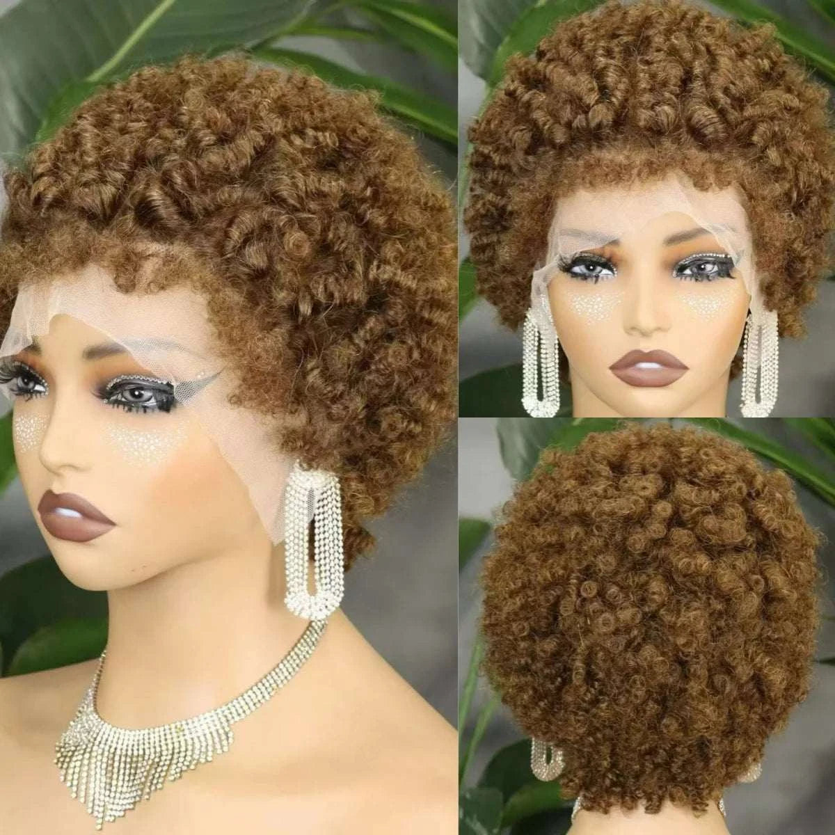 Short 4C hairline afro curly bob wig with natural edges and lace frontal