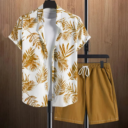Men's -2Pieces Lapel Button-Down Short-Sleeve Shirt
