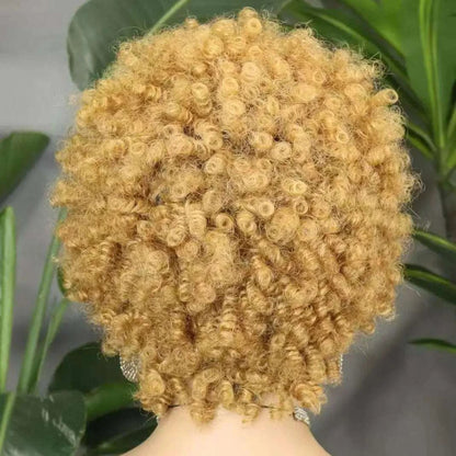 Short 4C hairline afro curly bob wig with natural kinky curls and Swiss lace frontal