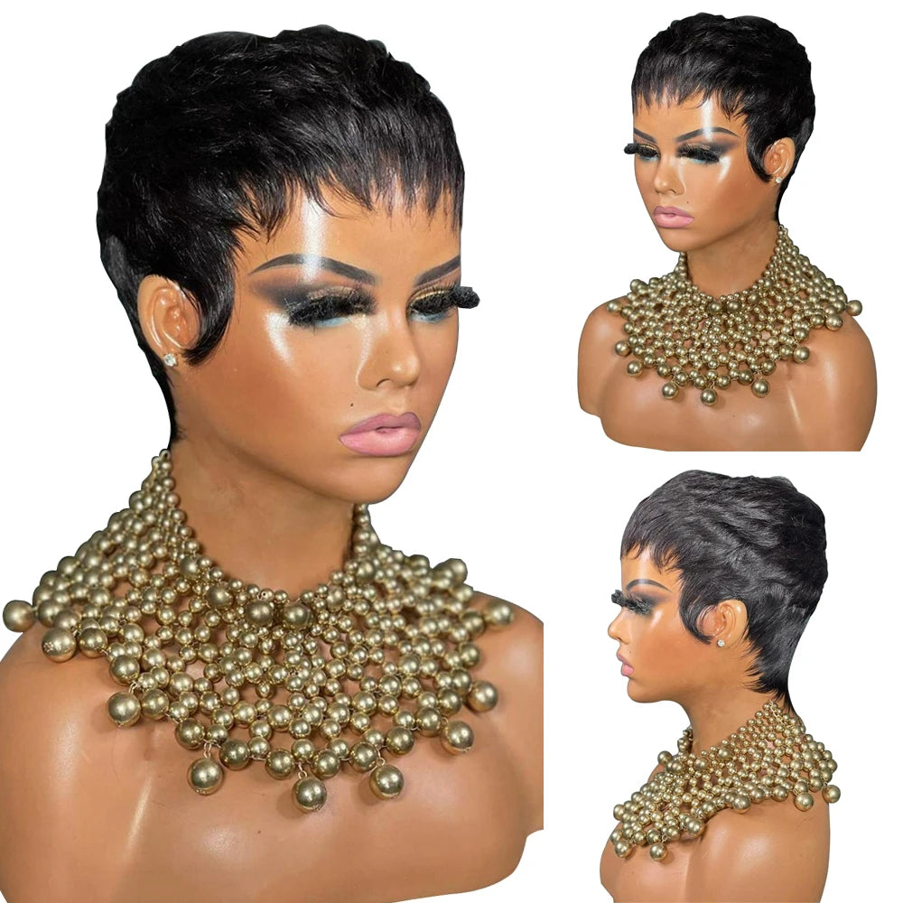 100%Human Hair Short Wigs for Black Women