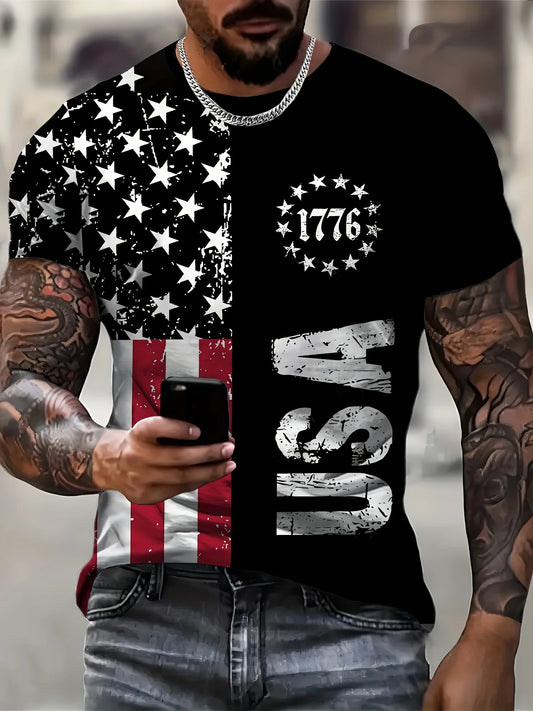 USA American Flag Short Sleeve Men's T-shirt