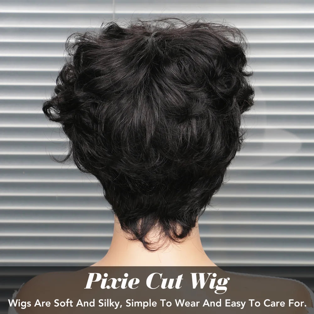 Short Human Hair Wigs for Black Women Pixie Cut Wig Human Hair Wig Glueless Wigs for Women Short Pixie Straight Human Hair Wigs