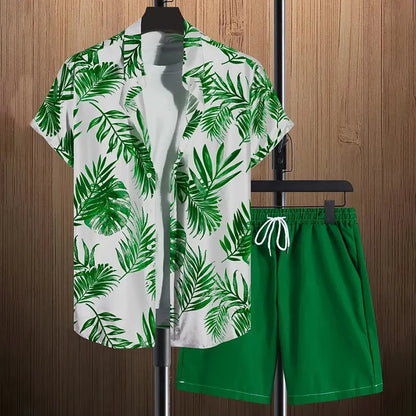 Men's -2Pieces Lapel Button-Down Short-Sleeve Shirt