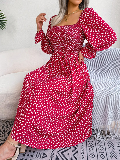 Women's Summer Polka Dot Long Sleeve Dress