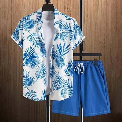 Men's -2Pieces Lapel Button-Down Short-Sleeve Shirt