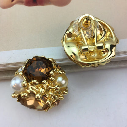Dubai  Jewelry Beautiful Rhinestone Pendant Earrings with Bracelet for Women FHK17646