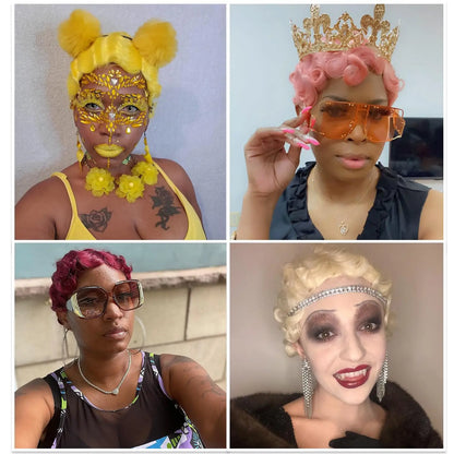 Synthetic Finger Wave Wig Short Curly Wigs for Women 1920s Cosplay Halloween Party Daily Use