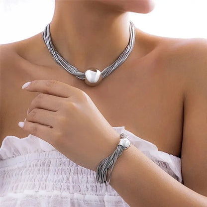 choker necklace jewelry set with matching bracelet